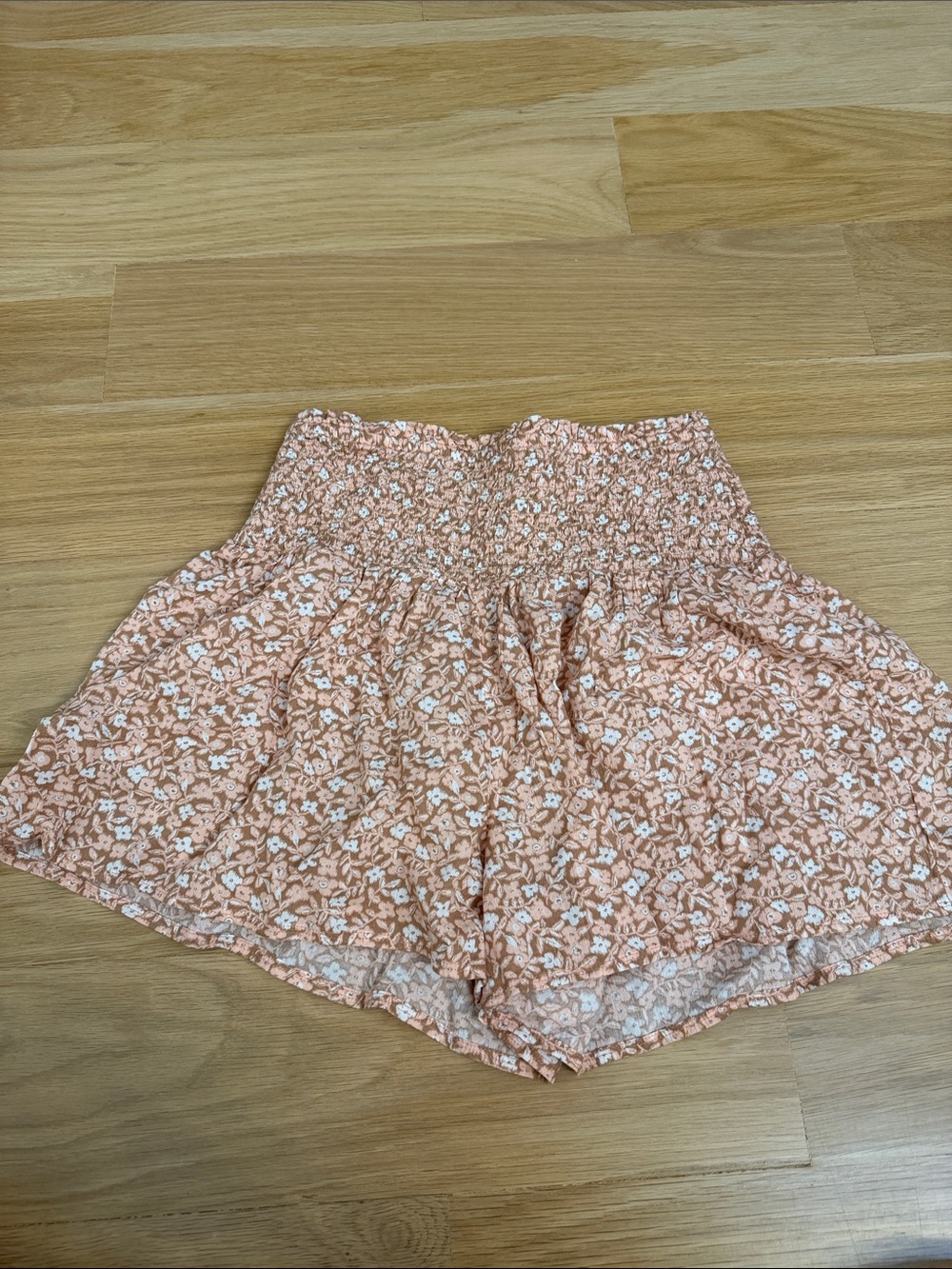aerie High-Waist Pink Floral Smocked Shorts